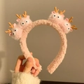 Serre-tête en peluche rose avec quatre jolies poupées de cerf pour le visage et les soins - Quatre cerfs