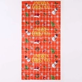 Red Christmas fringe curtain background with golden Snowman and Merry Christmas prints - Christmas Red Square Foil Curtain (1*2m)