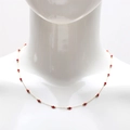 Minimalist 18K gold-plated stainless steel necklace with delicate red crystal beads - 40+5cm / Burgundy