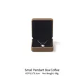 Brown velvet jewelry box for pendants with black lining and luxury metal finish - Knot Dark Brown - Small Pendant Box / Metal Velvet Wrapped Box