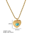 Collar de cadena dorada con colgante de corazón y piedra azul, incluye las medidas - Estilo de Corazón de Turquesa(TN3237)