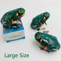 Nostalgic tinplate clockwork jumping frog toy set with original packaging box - Tin Frog (New H01)