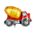 Construction party decoration: bright red and yellow cement mixer truck foil balloon - Cement Mixer
