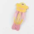 Cute pink metal BB hair clip featuring a yellow cartoon monkey for girls and kids - Monkey