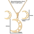 Golden stainless steel star pendant necklace and stud earrings set with dimensions - 109 Gold