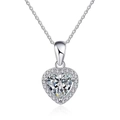 Elegant silver finish heart-shaped pendant necklace with clear cubic zirconia pavé setting - Heart Zirconia Necklace