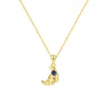 Goldene S925 Silber Croissant-Halskette mit dunkelblauem Edelstein-Anhänger für Damen - 925er Silber / Gold