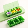 Portable emerald green 3-compartment pill organizer with individual lids for medication - 366 Green 3-Grid