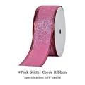 Pink glitter wired ribbon with red metallic edges for Christmas gift wrapping, 38mm x 10Y - Pink Glitter Ribbon / 38MM*9M