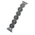 Bohemian silver alloy watch band with turquoise stones for Apple Watch series - 38/40/41mm / Style 1