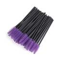 Set mit Einweg-Wimpernbürsten, lila Spiralkopf und schwarzem Griff im Großpack - Schwarzer Griff - Violette Borsten