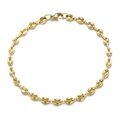 Pulsera de eslabones de granos de café en acero inoxidable dorado de 4,5mm con cierre de langosta - 21.5cm / Dorado