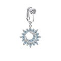 Bijou de nombril non percé soleil et lune en argent avec zircons bleu clair - Style Céleste Soleil Lune Argenté (FBR24011007)