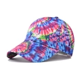 Casquette de baseball colorée en coton tie-dye avec motif graffiti et design à six panneaux - Réglable / Violet Graffiti