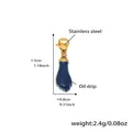 Blue enamel drip pendant with gold lobster clasp in stainless steel beach style - D189-3 Gold Figa Hand Enamel Pendant