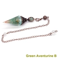 Green Aventurine hexagonal cone pendulum pendant with antique bronze metal wrap - Antique Bronze Green Aventurine