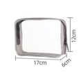 Transparent PVC makeup bag with grey trim and 17x12x6cm size dimensions shown - 17*6*12cm / Black