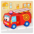 Educational wooden puzzle featuring a cartoon fire truck for toddler cognitive learning - Jm 3d Fire Truck