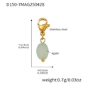 Green agate stone charm pendant with gold stainless steel lobster clasp accessory - Gold Agate Pendant Only (Without Chain) (D150-7)