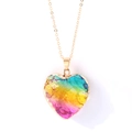 Colorful heart-shaped crystal pendant necklace with golden edges on a gold chain - Gold Edge Rainbow 2 Heart 30mm - Pendant Only