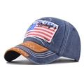 Berretto da baseball vintage in cotone lavato con bandiera USA e visiera in scamosciato - Bandiera Blu Notte