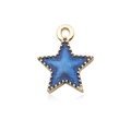 Sparkly dark blue star pendant with golden frame for earrings and necklaces - Pentagram