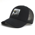 Black mesh trucker hat featuring a bald eagle patch and breathable outdoor design - L(58-60cm) / Black