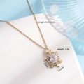 Collana tartaruga marina placcata oro con zircone ovale e dettagli brillanti - Tartaruga 2392 / Bianco