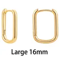 Minimalist golden U-shaped earrings in large size 16mm with smooth rectangular design - U-Shape 16mm
