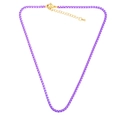 Minimalist bohemian purple enamel link necklace with adjustable gold-plated lobster clasp - Light Purple