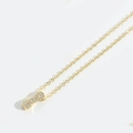 Gold bone-shaped pendant necklace with sparkling micro-pave crystals on thin O-chain - Letter I