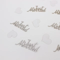 Just Married silver glitter confetti and white matte hearts for wedding table decoration - Silver Just Married+White Heart
