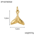 Polished gold plated stainless steel whale tail pendant measuring 1.2cm and weighing 0.5g - Small Gold Whale Tail Pendant 1.2cm