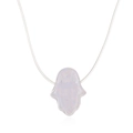Opal Hamsa Hand pendant on a transparent fishing line necklace for a minimalist style - Opal Hamsa Hand (7565)