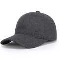 Gorra de béisbol de invierno para hombre gris oscuro con textura de espiga y orejeras - Ajustable / Gris