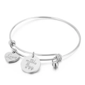 Silver stainless steel adjustable bracelet with Love heart and mi mama charms - Style E(KB153329-Z)