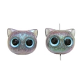 Acrylic cat head bead with purple-green gradient finish and blue eyes for DIY bracelets - 19x16mm Hole 3mm / Grey Cat with Light Blue Eyes
