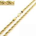 Collana a catena a corda intrecciata dorata lucida per uomo e donna stile hip hop - 6mm / Oro / 50cm