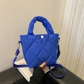 Bolso bandolera de nailon acolchado azul con botones redondos y correa ajustable mujer - Azul
