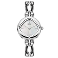 Elegant silver quartz watch for women with rhombic mother of pearl dial and chain bracelet - Silver Case White MOP With White Decor