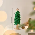 Green felt Christmas tree tabletop ornament with wooden star and base, 33cm small size - Green Felt Christmas Tree Small 33cmX7cm