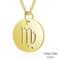 Minimalist Virgo zodiac cutout round pendant necklace in polished gold stainless steel - Virgo