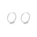 Classic silver stainless steel hoop earrings with polished finish on white background - 1.6*12mm / Steel