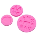 Juego de moldes de silicona rosa para fondant con símbolos de cartas y dólares - Juego de 3 piezas rosa