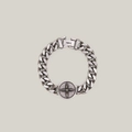 Bracelet chaîne cubaine en argent oxydé avec emblème d'étoile et logo SMFK sur le fermoir - Argent Antique Style 1