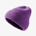 Classic ribbed knit purple beanie with a minimalist dome design and stretchable wool fabric - One Size / Heather Purple
