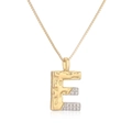 Letter E pendant necklace with two-tone plating and sparkling cubic zirconia stones - Letter E