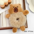 Cute Capybara brown plush scrunchie accessory for hair or wrist use, size 8x12cm - 1# Plush Hair Ring Style