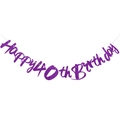 Purple glitter Happy 40th Birthday banner for party wall decorations and celebration - 40th Birthday Glitter Style / Purple