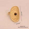 Vintage stainless steel ring with oval tiger eye stone and sunburst relief - Sunburst Oval Large Face Style (7#)
